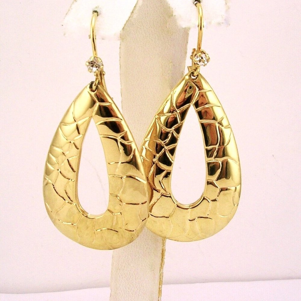 Francesca Visconti Animal Print Teardrop Earrings 2.75" Gold Tone NWOT 17038